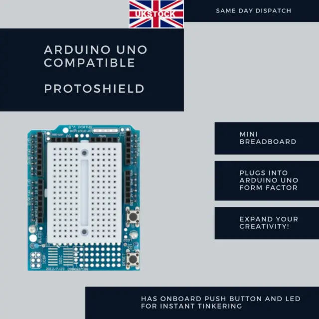 Prototyping Prototype Shield ProtoShield Mini Breadboard Arduino Uno UK