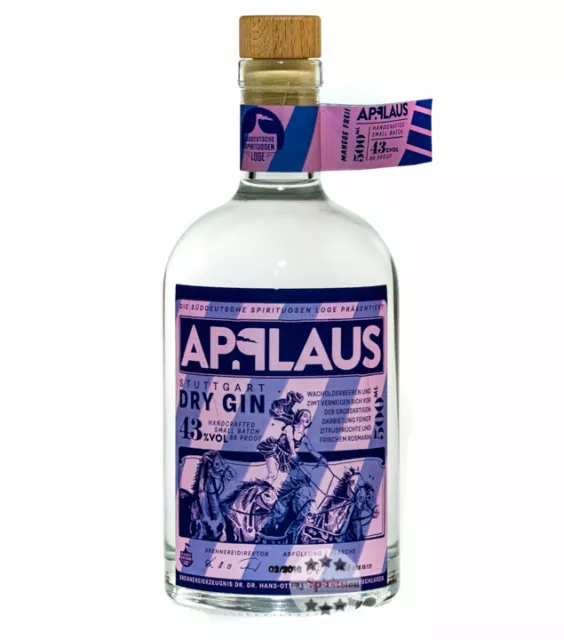 Applaus Stuttgart Dry Gin / 43 % Vol. / 0,5 Liter