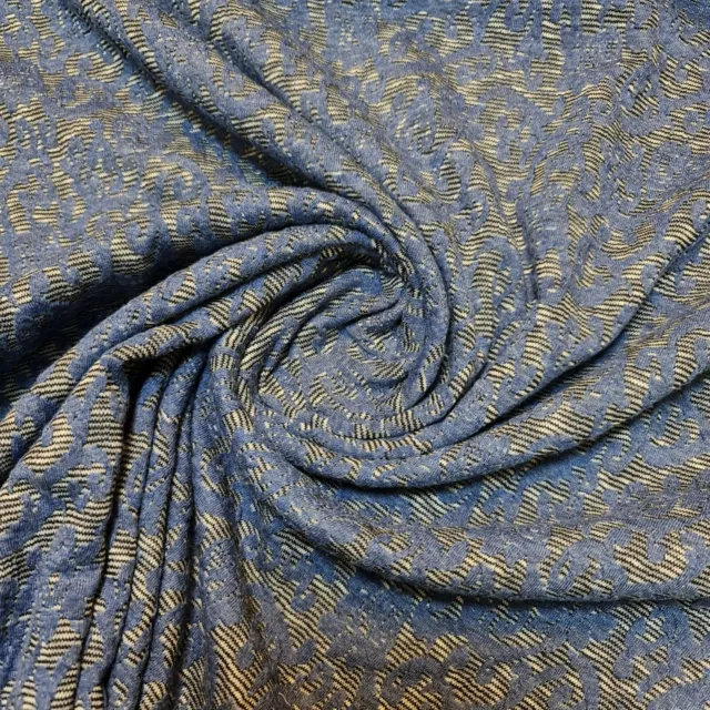 Blue Viscose Jersey Floral Fabric Emboss Dress Craft Stretch Material 58" Meter