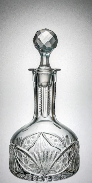 Smaller RUSSIAN Lead Crystal Cut Glass Sawtooth Neck Liqueur  Decanter  22cm