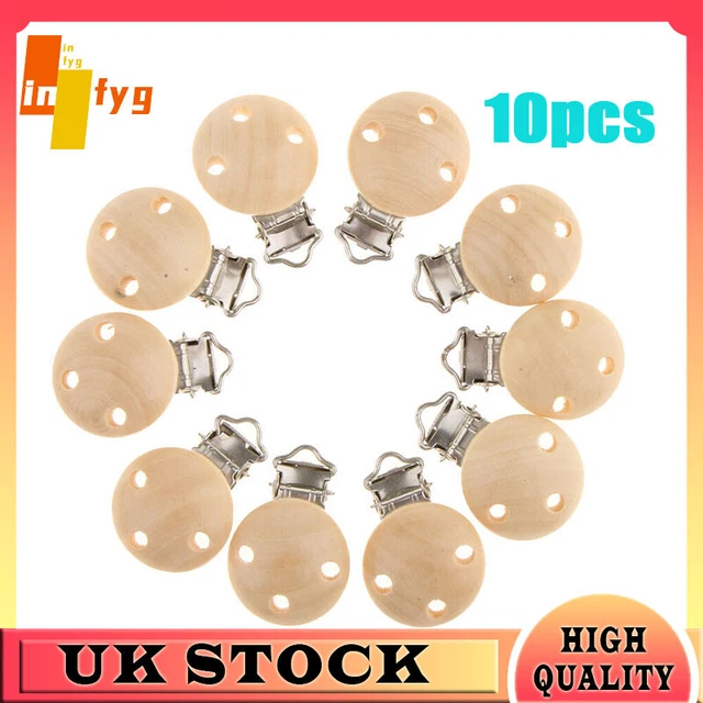 10 Pcs Wooden Baby Pacifier Clips Dummy Soother Holder Infant Soother Clasps