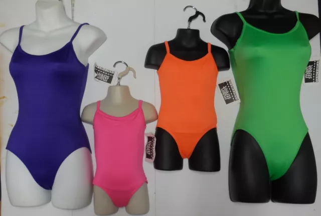 Camisole Leotard Dance Front Lined Neons & Purple v back over 200 available NWT