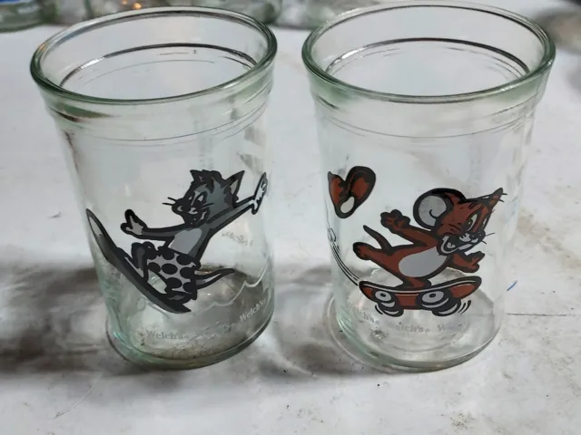 Set of 2Different Vintage Tom & Jerry Welch's Collectible Jelly Jar Glasses 1990