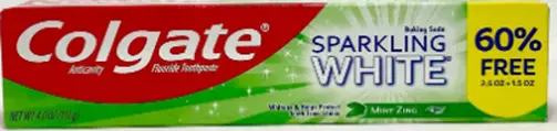 COLGATE Baking Soda Sparkling White 'Mint Zinc' Fluoride Toothpaste 113 gr USA