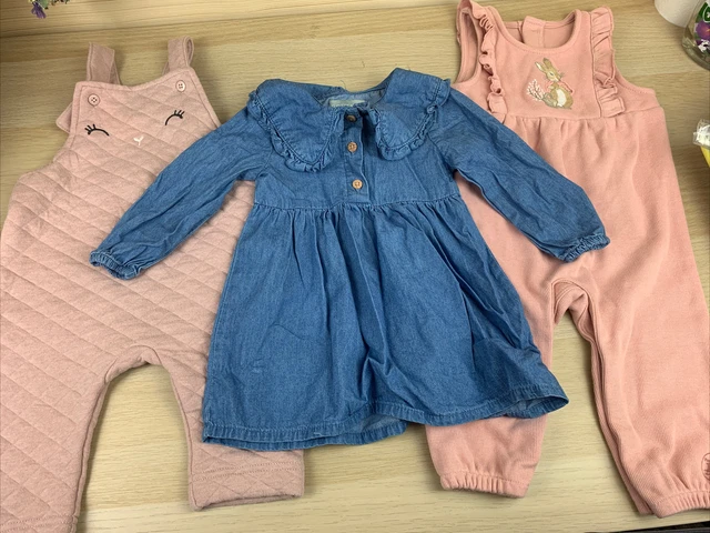 H&M Dungaree Dress Quilted Denim 9-12 Girls Toddler Bundle Joblot Peter Rabbit