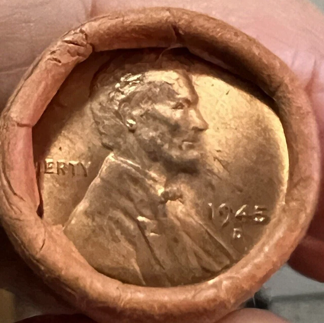 Obw 1945 D Lincoln Cent Penny  Roll *Rare *Never Opened Red *Gem Wheat Bank Roll