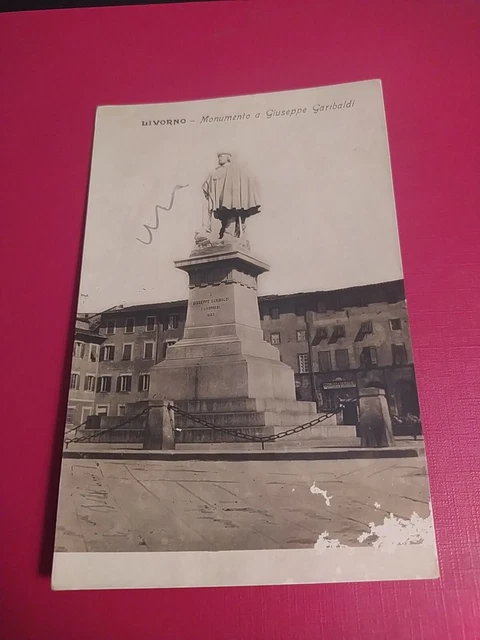 Livorno Monumento A Garibaldi Antica Cartolina Fotografica Viag.