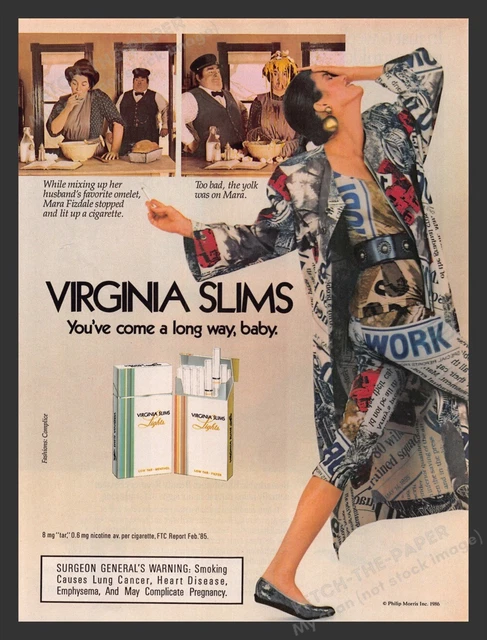 VIRGINIA SLIMS 1980S Print Advertisement Ad 1986 Cigarettes Finishing