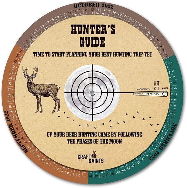 DEER HUNTERS GUIDE, Portable & WeatherProof Lunar Calendar provides