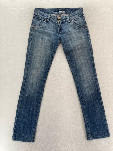 Miss Sixty Jeans Women's 28 Skinny Fit Medium Wash Blue Stretch Denim Distressed