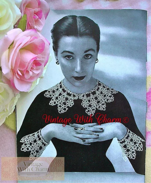 Vintage Tatting Pattern Exquisite Lace Collar & Cuff Set