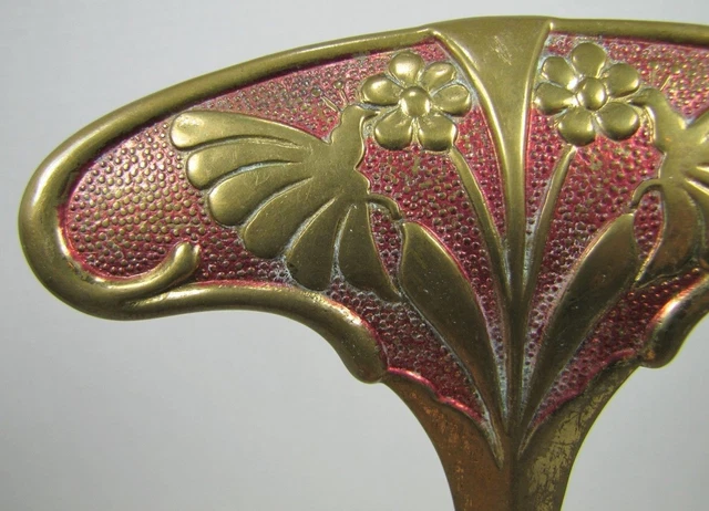 Antique Bronze Art Nouveau Hanger Hook Bracket Butterfly Flower ornate brass wsh 8