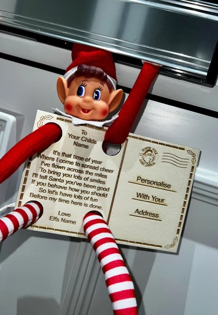 PERSONALISED ELF SHELF Arrival Christmas Postcard Naughty Nice Letter ...