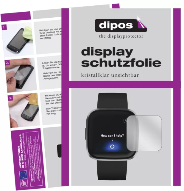 2x Schutzfolie für FitBit Versa 2 klar Displayschutzfolie Folie Display Schutz