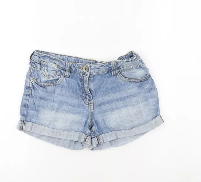 NÄCHSTE Mädchen blau 100 % Baumwolle heiße Hose Shorts Größe 9 Jahre normaler Reißverschluss