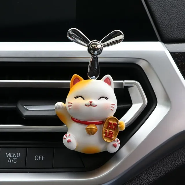 Lucky Cat Car Outlet Vent Rotating Propeller Perfume Clip Air Freshener Diffuser