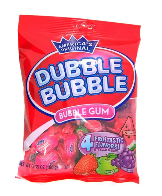 America's Original Dubble Bubble Bubble Gum 4 Flavour Fruits Bag 180g