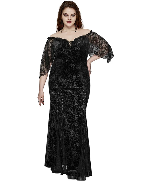 Robe Longue Noire Dentelle Vokuhila - Taille M (38) - Manches Longues - Neuve Sans étiquettes