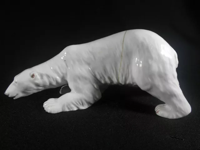 Rare Grande Figurine Ours Polaire En Porcelaine De Lichte Thuringe Allemagne
