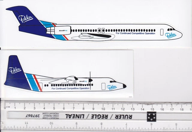 Fokker 100 & Fokker 50 Aircraft Manufacturer Stickers
