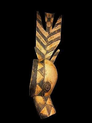 African Face Mask African Tribal Art Wooden Carved Wooden Face Serpent mask 1140