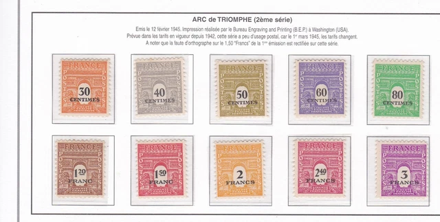 TIMBRE FRANCE OBLITERE N° 258 ARC DE TRIOMPHE photo non contractuelle