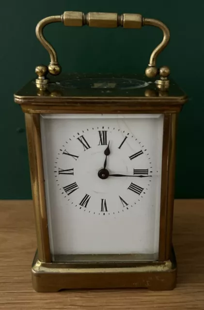 Antique R & Co Richard & Co French Brass & Glass Carriage Clock c.1920 2