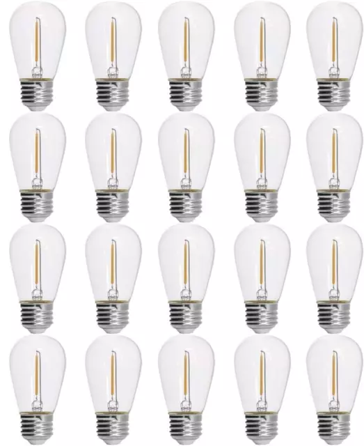 20-Pack S14 String Edison Light Bulbs E26 E27 Medium Screw Base 11W Warm White