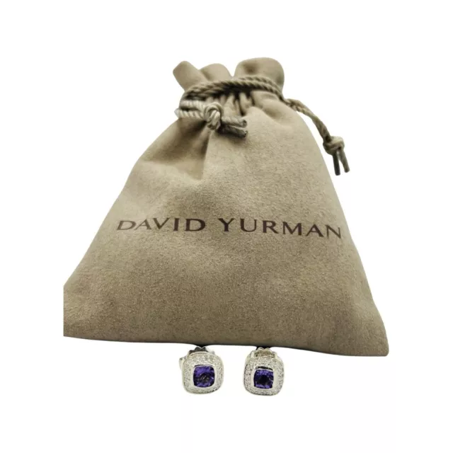 David Yurman Sterling Silver Petite Albion Amethyst & Diamonds Earrings