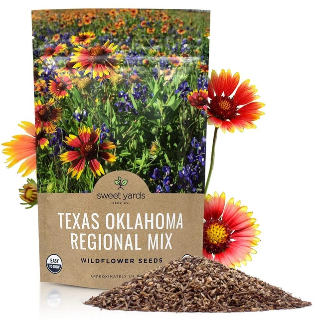 Texas Oklahoma Wildflower Seeds Mixture Bulk 1/4 Pound Bag Over 60000 Native See