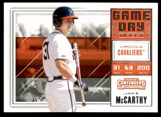 2018 Panini Contenders Draft Picks Game Day Tickets #19 Jake McCarthy