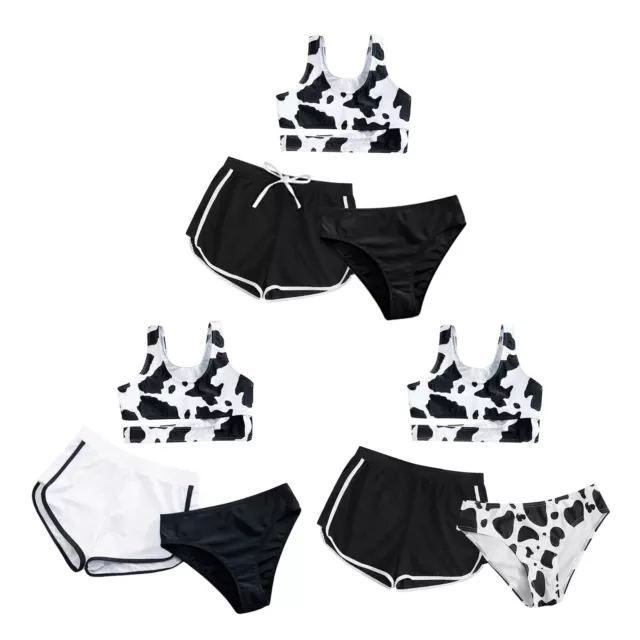 Kids Girls Bathing Suit Cross Straps Swimwear Cut Out Swimsuit Set 3Pcs Swim