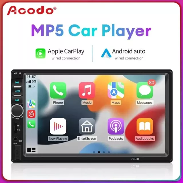 Autoradio Multimédia Carplay 2DIN Stéréo 7 Pouces Écran Tactile GPS Automobile