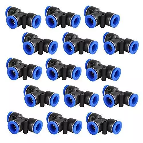 15 Pcs 1/4 Push Fittings Plastic Push to Connect Fitting Tube Tee Connect Air