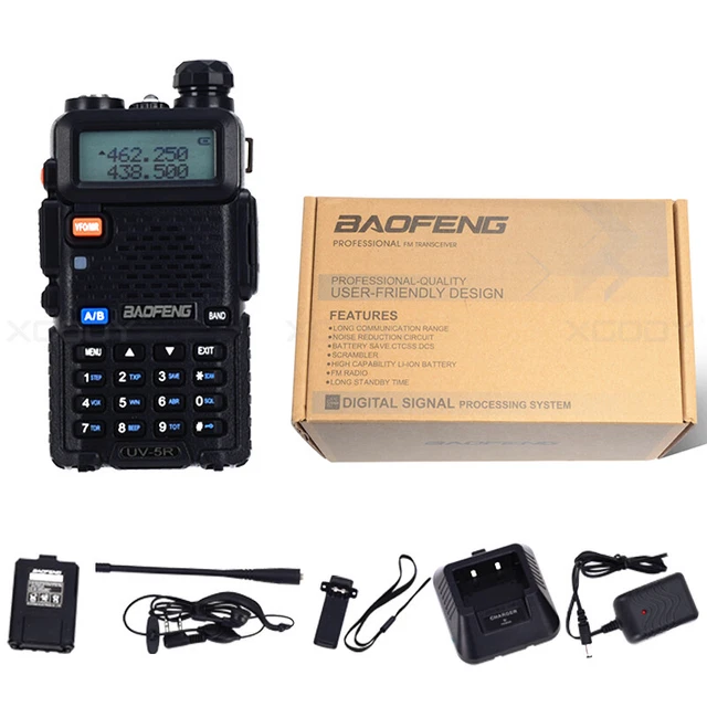 Ricetrasmettitore Baofeng UV-5R+ VHF/UHF Dual Band &ndash; 128 Canali, 5W, 2m/70cm, Con Auricolare