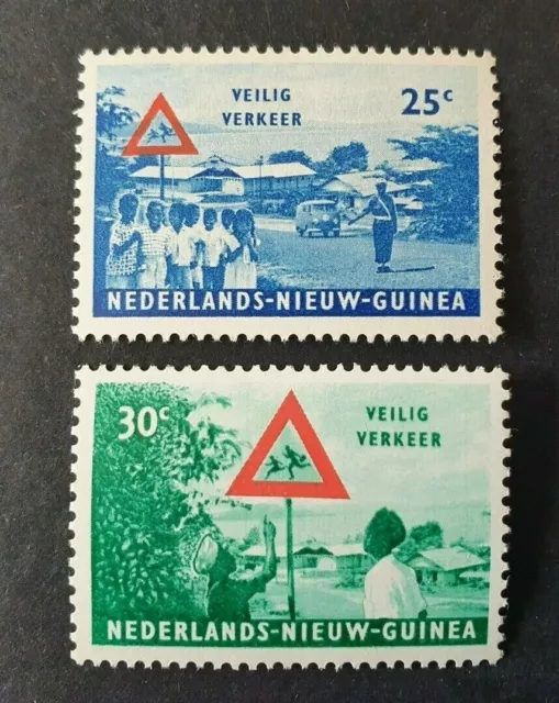 1962 Netherlands Nieuw Guinea Set Children And Traffic Safety 73-74 Vf Mnh