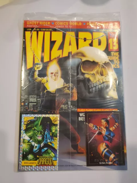 Wizard Magazine Issue #13  New Sealed 1992 Ghost Rider Poster With Promo Cards