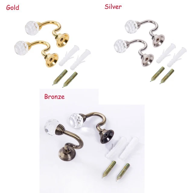 Curtain Hooks Crystal Curtain Holdbacks Fixing Holder Crystal Bracket 2
