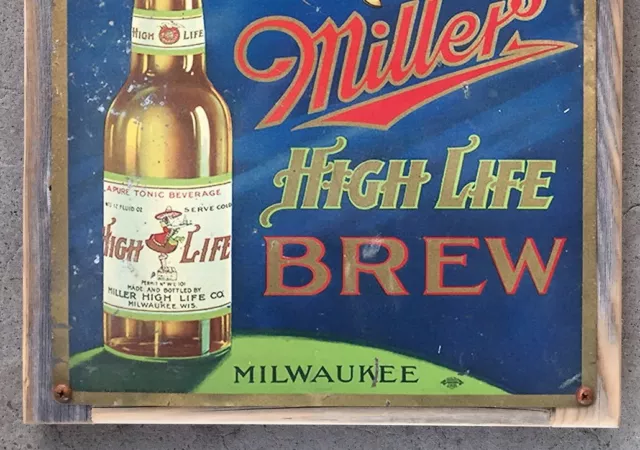 Miller High Life Beer Girl On The Moon Milwaukee WI Vintage Framed Steel Sign 3