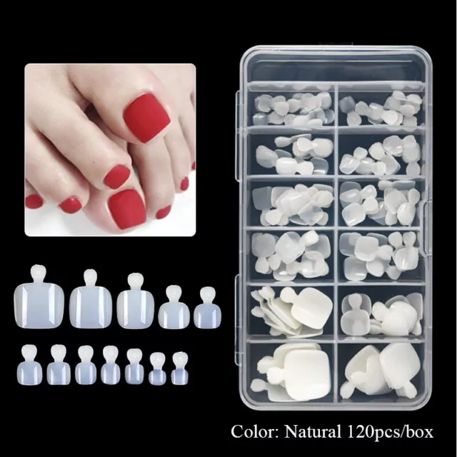 120/240Pcs Clear Acrylic False Foot Nail Tips Natural Artificial Toe Nails