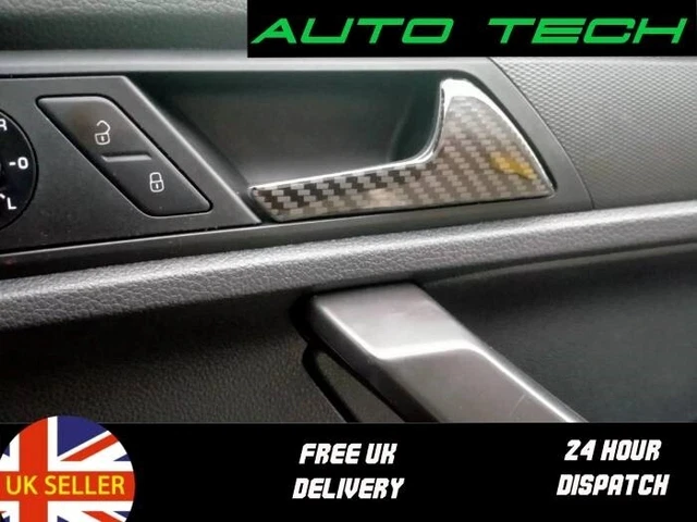 Fits VW Caddy MK4 GENUINE Carbon Fibre Inner Door Handle Trim Interior Styling