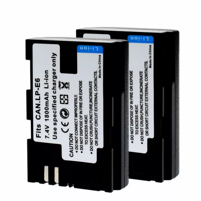 2X Battery for Canon LP-E6 E6N EOS 5D Mark IV & EOS Ra Mirrorless Digital Camera