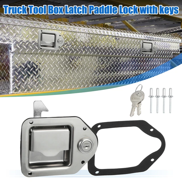 1 Set Truck Tool Box Latch Stainless Steel Toolbox Paddle Lock with Keys