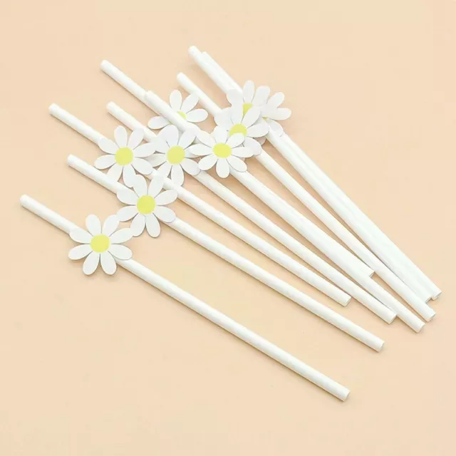 10Pcs Sweet Daisy Flower Disposable Paper Straws Bar Drinking Straws Birthday a
