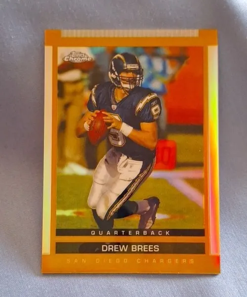 NFL Drew Brees San Diego Chargers Topps Chrome Gold Refractor Football Karte