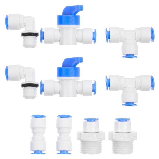 10 Raccords Rapides Filtre à Eau 1/4" Vers 1/2" - Pour Osmose Inverse, Machine à Glaçons, Réfrigérateur