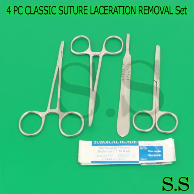 4 PC CLASSIC Suture Laceration Removal Kit Set (Scalpel Handle #4+ 5 ...