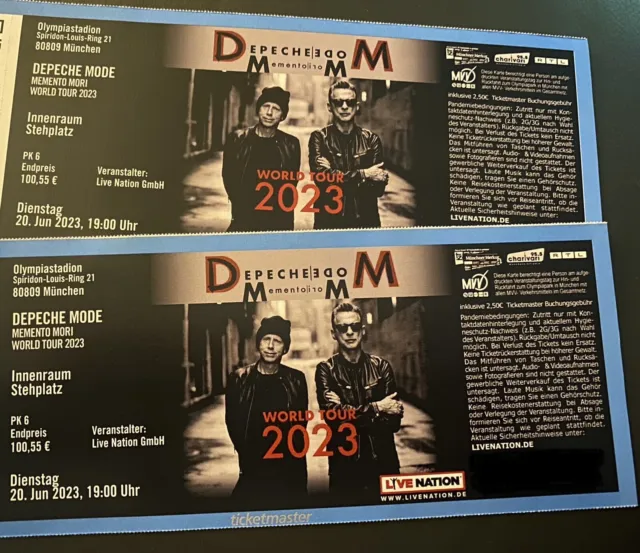 1-2 Tickets - DEPECHE MODE - München - 20.06.23 - Stehplatz Innenraum