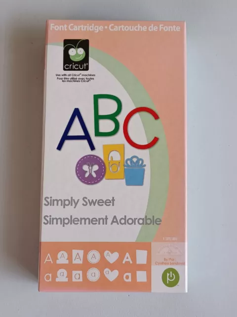 Cartucho de fuente Cricut Provo Craft SIMPLEMENTE DULCE 29-0704 usado completo