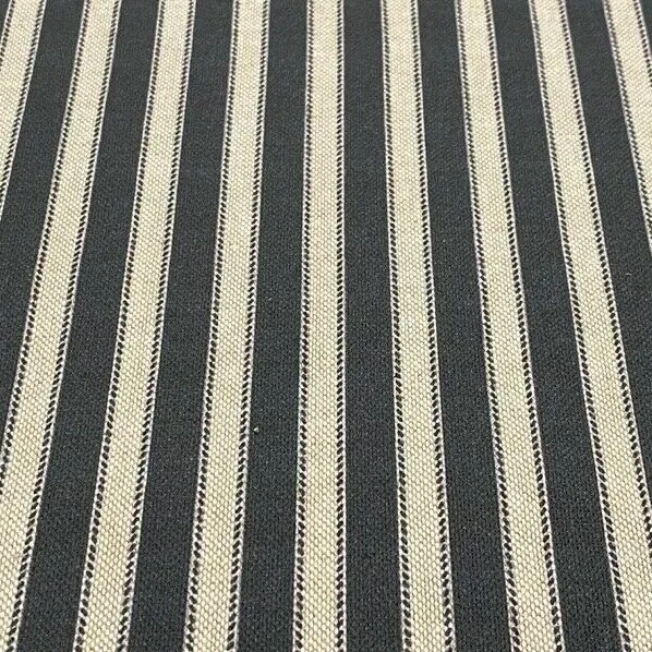 Harlow Ticking Stripe Blac /Beige Curtain/Roman Blind/Upholstery Fabric